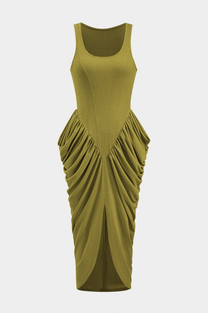 Ruched Corset Sleeveless Maxi Dress - MISMIMCWDA2412160023-GREEN-XS