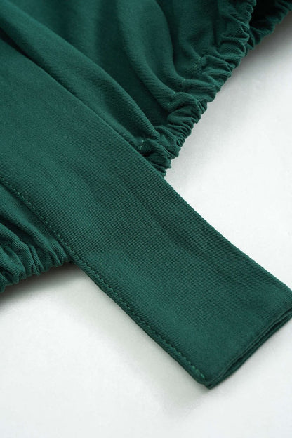 Ruched Drawstring Long - Sleeve Shirt - MISMIMCWTE2507100161-GREEN-XS