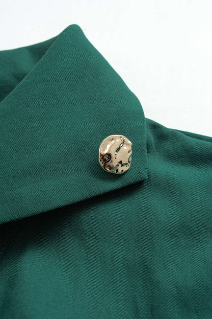 Ruched Drawstring Long - Sleeve Shirt - MISMIMCWTE2507100161-GREEN-XS