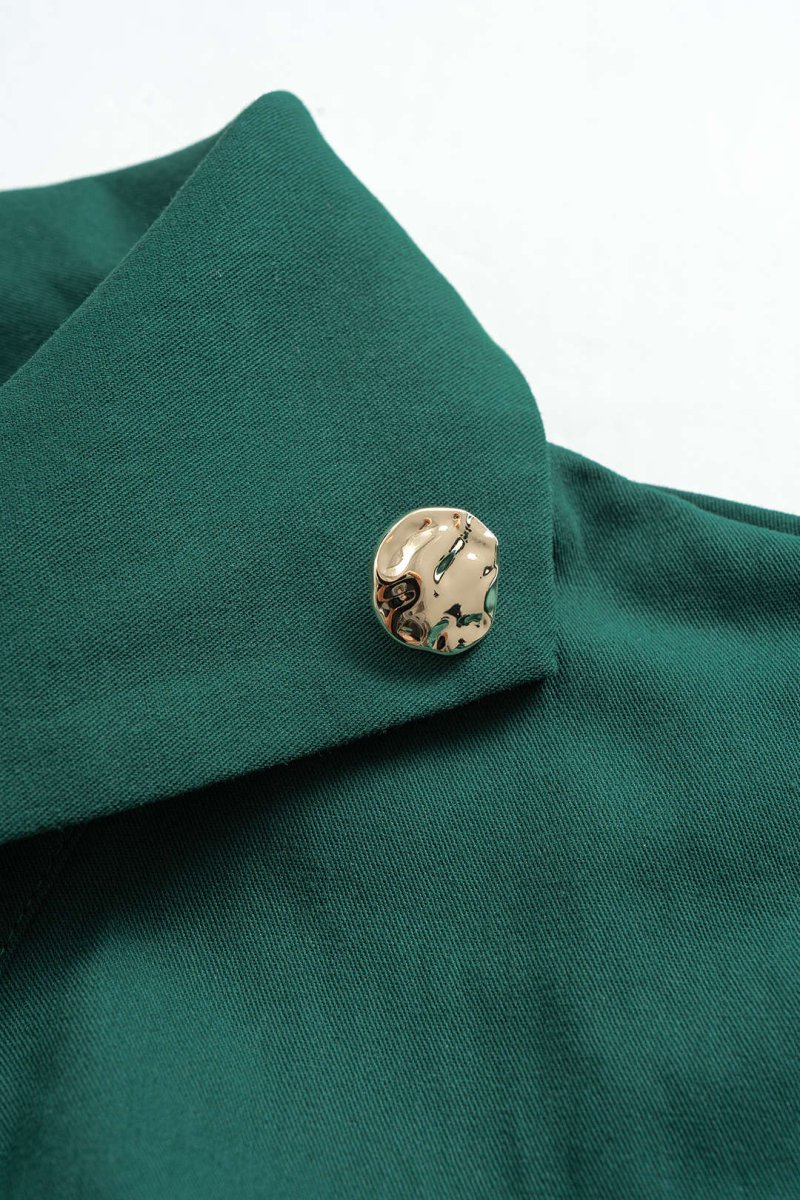 Ruched Drawstring Long - Sleeve Shirt - MISMIMCWTE2507100161-GREEN-XS