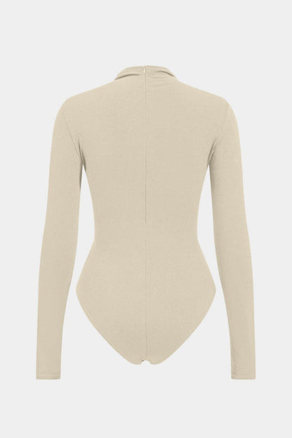Ruched Long Sleeve Bodysuit - MISMIMCWTO2411150008-BEIGE-XS
