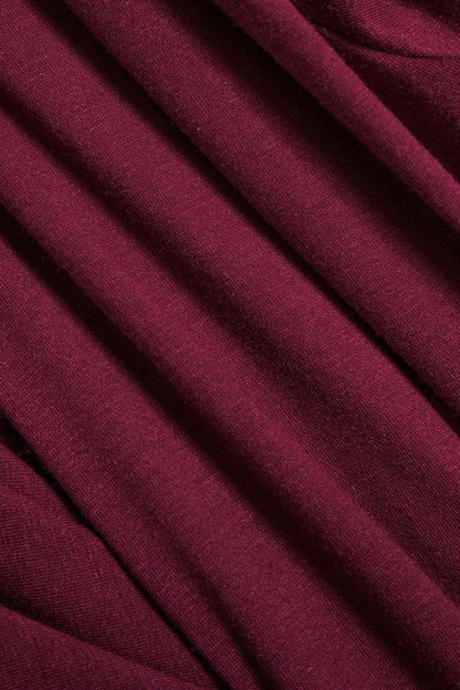 Ruched Long Sleeve Bodysuit - MISMIMCWTO2411150008-BURGUNDY-XS