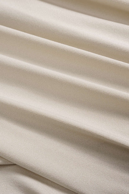 Ruched V - Neck Twist Knot Crossed Sleeveless Bodysuit - MISMIMCWTO2507250049-KHAKI-XS