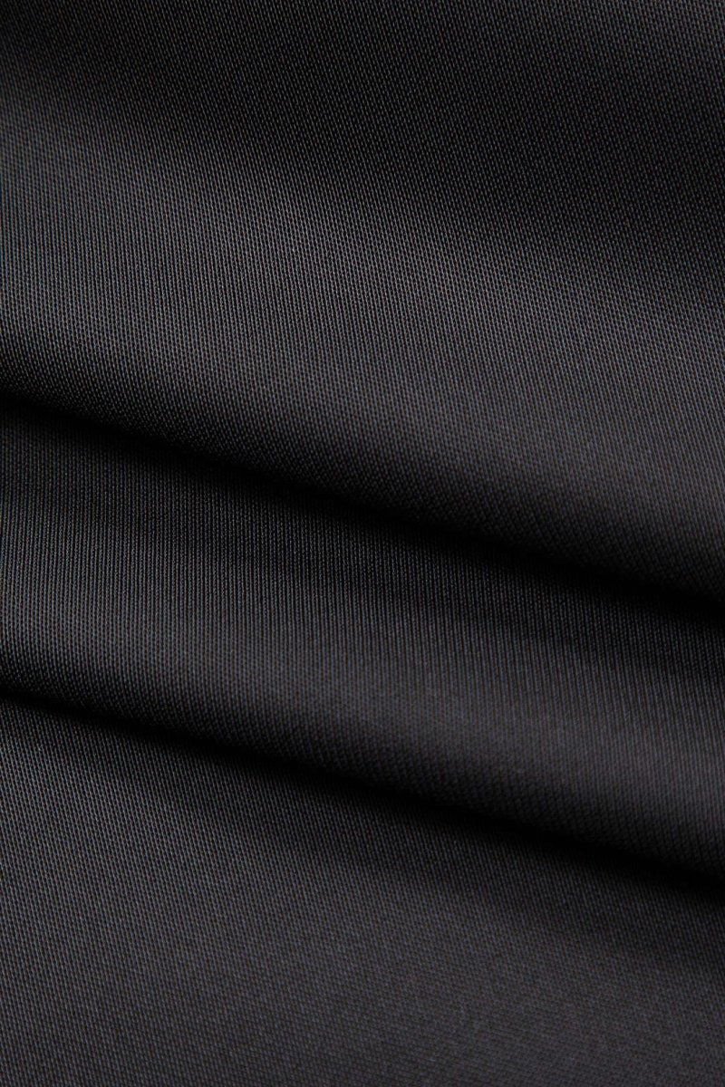 Satin Faux Leather Pocket Button Zipper Long Sleeve Mini Dress - MISMIMCWDC2412090055-BLACK-XS