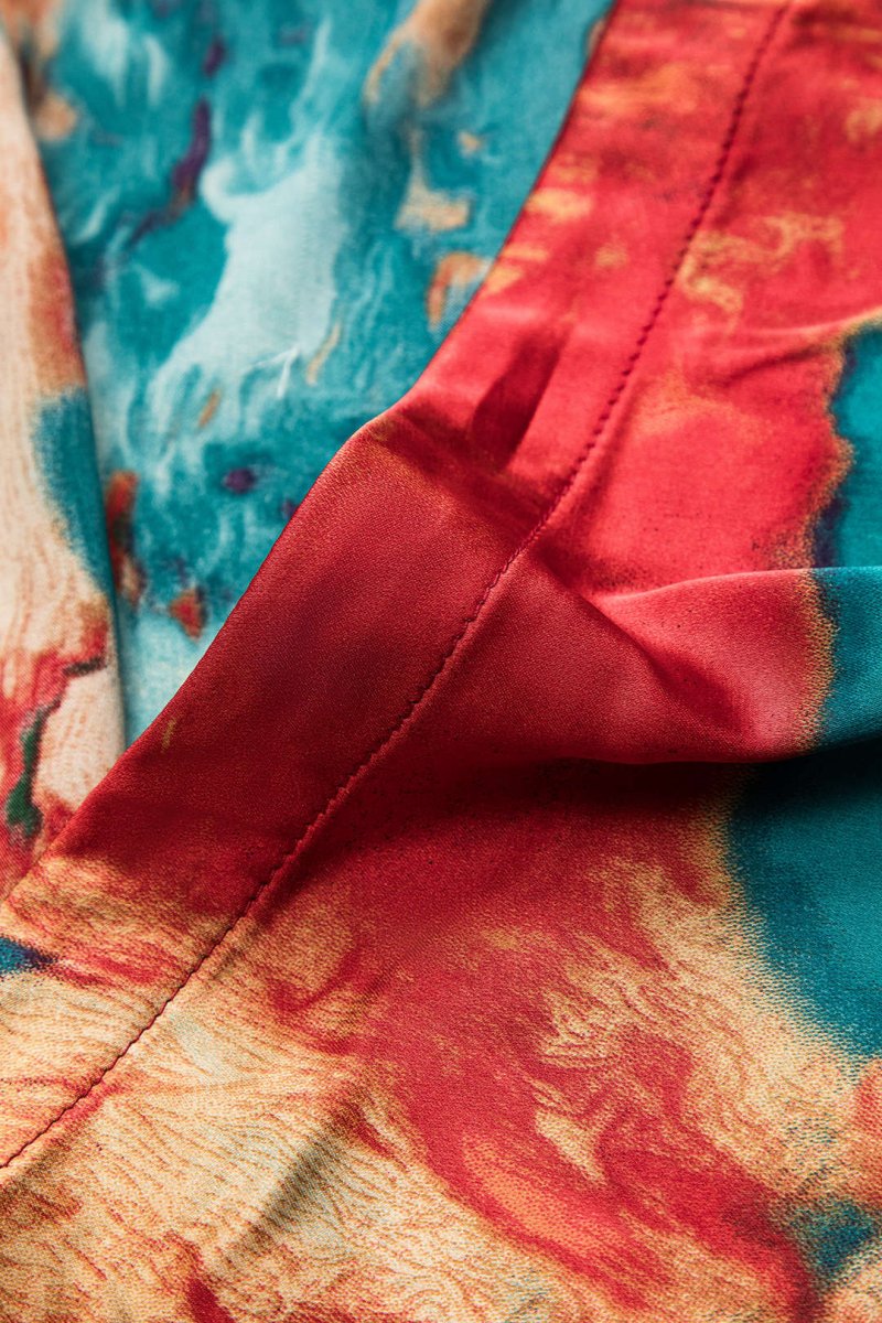 Satin Floral Print Tie Front Skirt - MISMIMCWBK2412090134-BURGUNDY-S