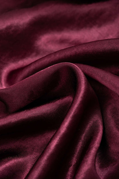 Satin Patchwork Metallic Decor V - Neck Sleeveless Bodysuit - MISMIMCWTO2507250001-BURGUNDY-XS