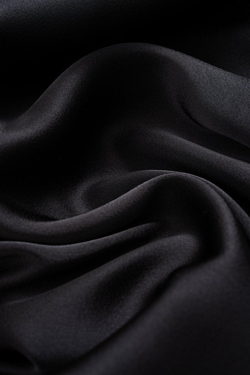 Satin Patchwork Ruched Asymmetrical Sleeveless Maxi Dress - MISMIMCWDB2508210010-BLACK-XS