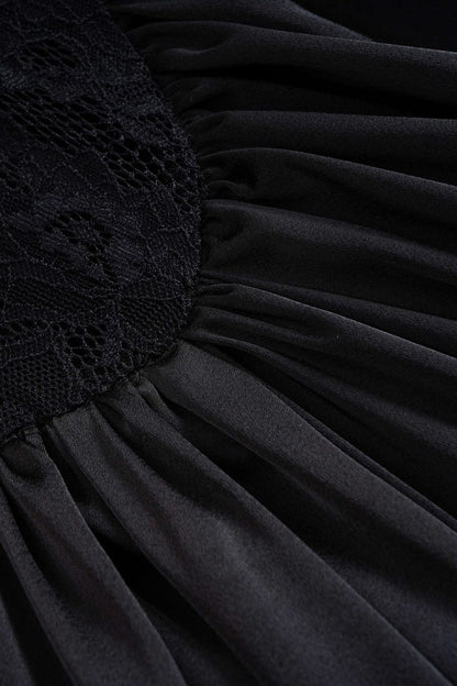 Satin Patchwork Ruched Asymmetrical Sleeveless Maxi Dress - MISMIMCWDB2508210010-BLACK-XS