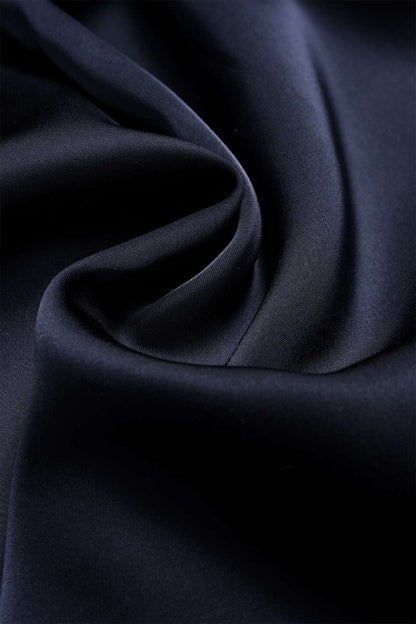 Satin Ruffle Ruched Asymmetrical Skirt - MISMIMCWBK2507220057-NAVY-XS