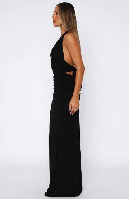 Say What You Feel Halter Maxi Dress Black - MISMIEXBOS222-1-XXS
