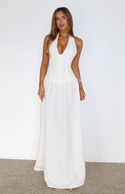 Say You Love Maxi Dress White - MISMIWFLOD337-1-XXS