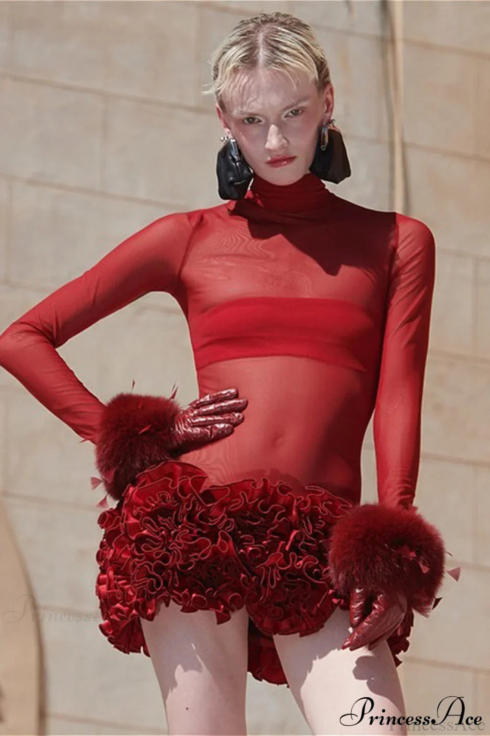 Sexy Mesh Sheer Bodycon Floral Party Dress