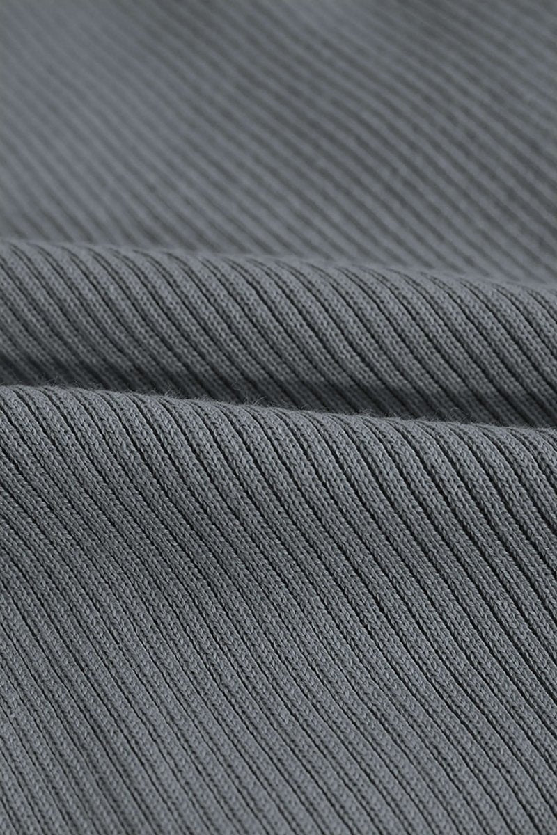 Shell Sleeve Ribbed Buttons Down Maxi Dress - MISMIMCAAAACDD002-DARK GRAY-XS