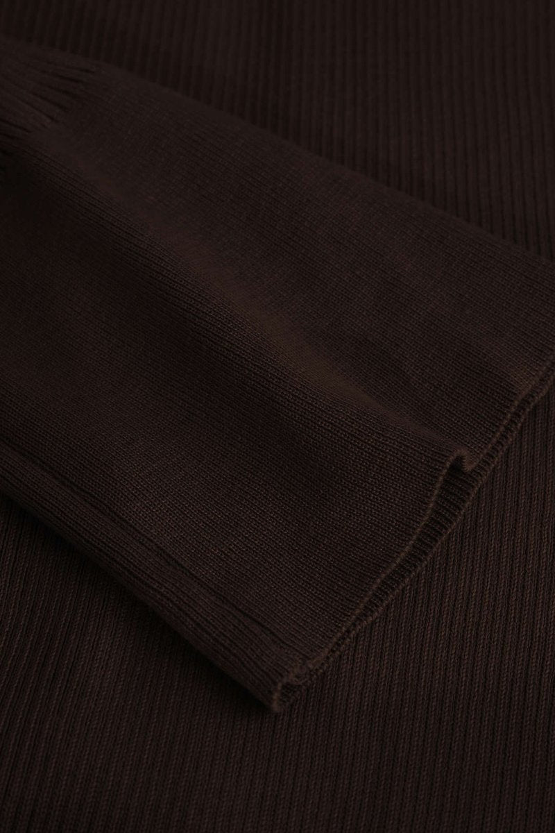 Shell Sleeve Ribbed Buttons Down Maxi Dress - MISMIMCAAAACDD002-COFFEE-S