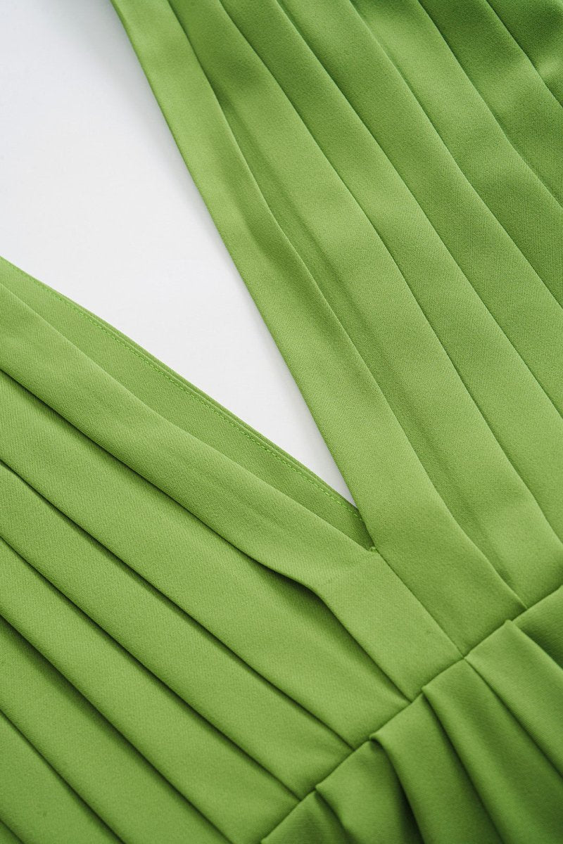 Sleeveless V - neck Jumpsuit - MISMIMCWUJ2503100014-GREEN-XS