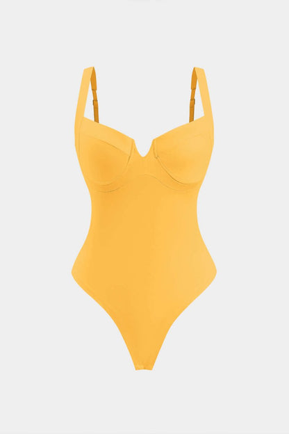 Solid Bustier Sleeveless Bodysuit - MISMIMCWTO2502060039-YELLOW-XS
