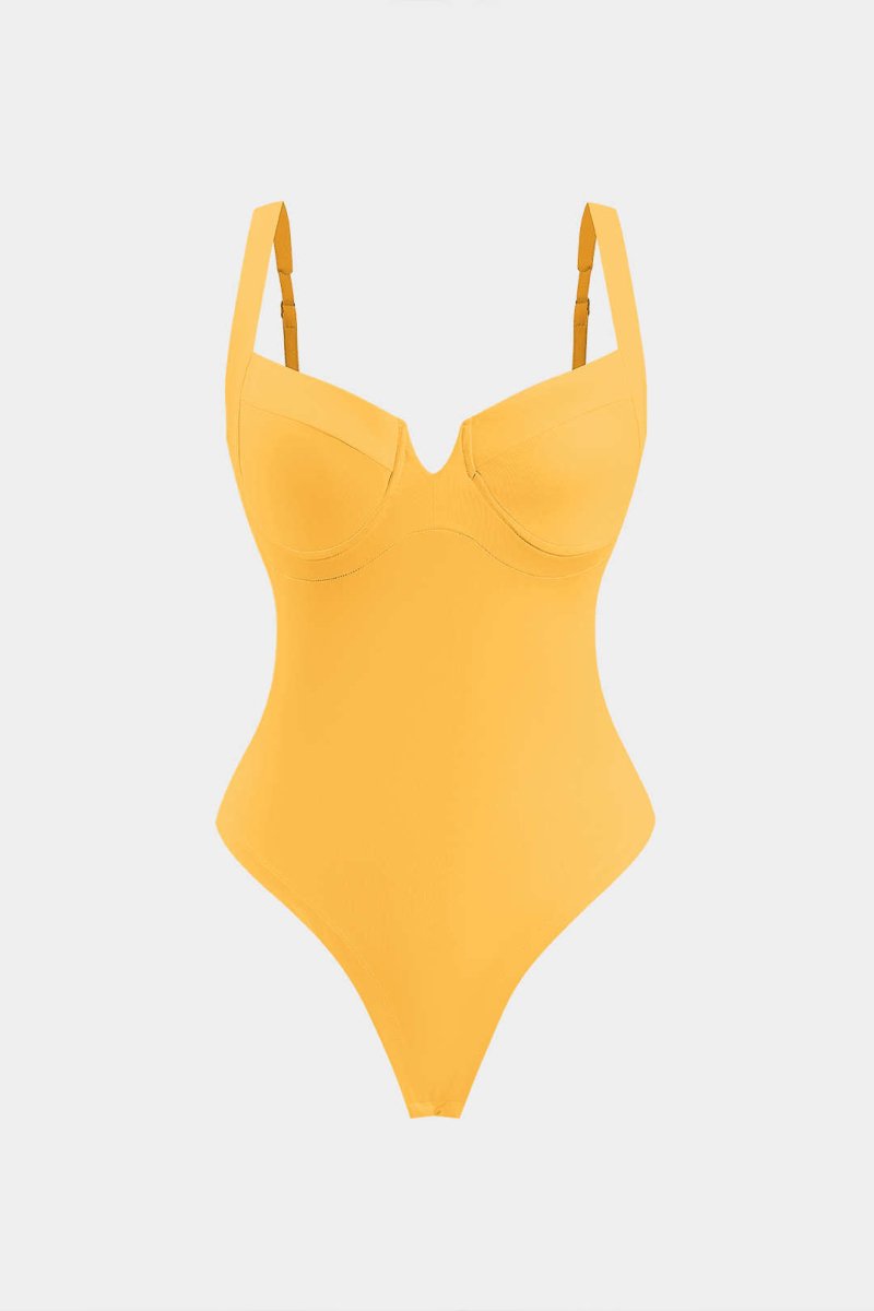 Solid Bustier Sleeveless Bodysuit - MISMIMCWTO2502060039-YELLOW-XS