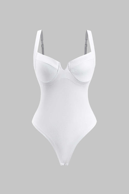 Solid Bustier Sleeveless Bodysuit - MISMIMCWTO2502060039-WHITE-XS