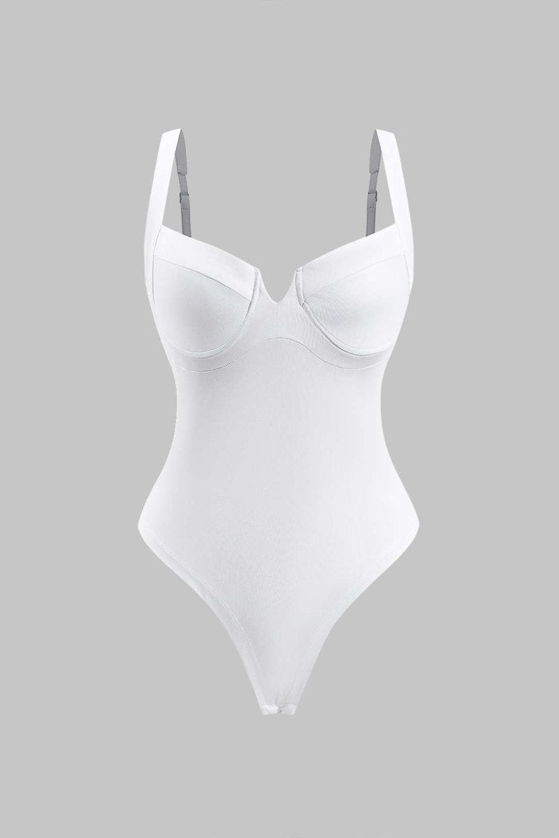 Solid Bustier Sleeveless Bodysuit - MISMIMCWTO2502060039-WHITE-XS