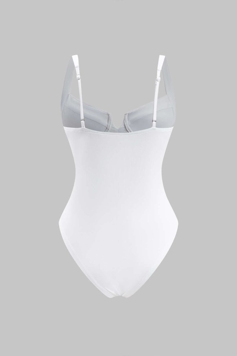 Solid Bustier Sleeveless Bodysuit - MISMIMCWTO2502060039-WHITE-XS