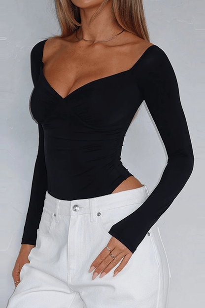 Solid Long Sleeve Bodysuit - MISMIMCWTO2508060079-BLACK-S