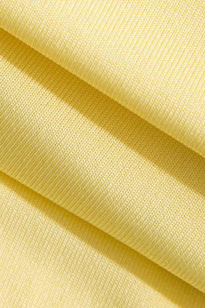 Solid Twist Front Cut Out Slit Midi Dress - MISMIMCWSB2407230104-CREAM YELLOW-XS