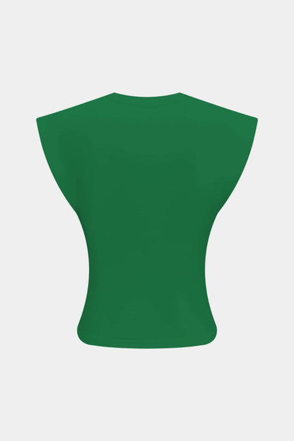 Solid Twist Round Neck T-Shirt - MISMIMCWTS2502140014-GREEN-XXS