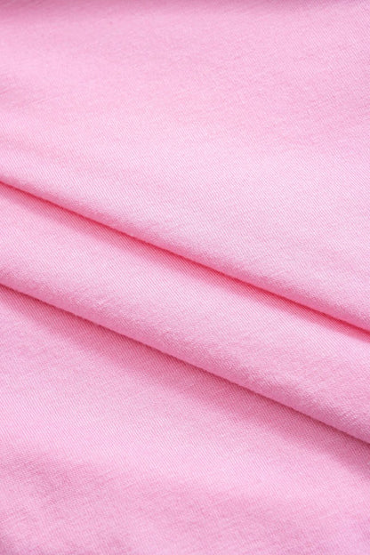 Solid Twist Round Neck T-Shirt - MISMIMCWTS2502140014-PINK-XXS