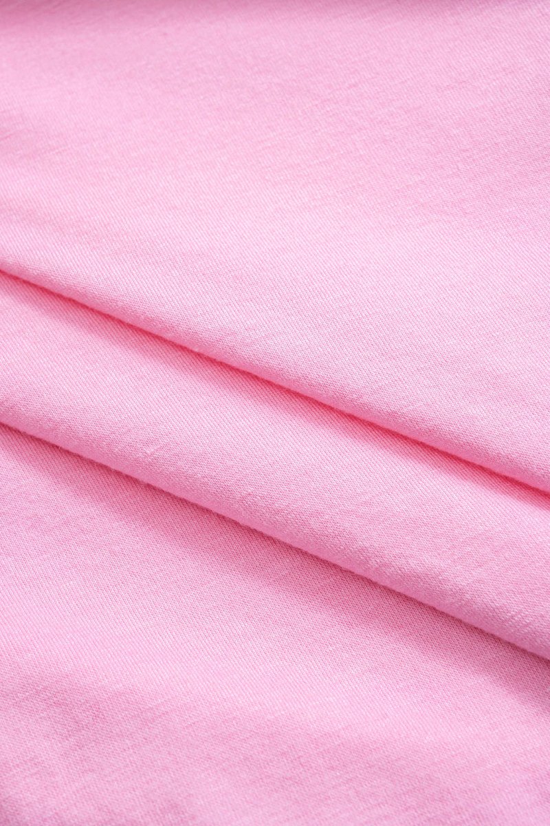 Solid Twist Round Neck T-Shirt - MISMIMCWTS2502140014-PINK-XXS