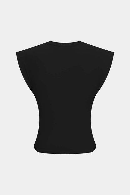 Solid Twist Round Neck T-Shirt - MISMIMCWTS2502140014-BLACK-XS