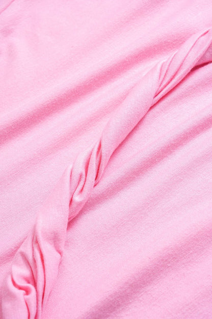 Solid Twist Round Neck T-Shirt - MISMIMCWTS2502140014-PINK-XXS