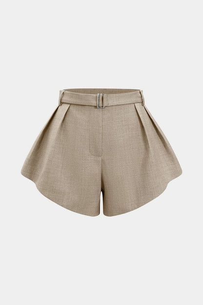 Solid Wide Leg Shorts - MISMIMCWBS2509300016-KHAKI-XS