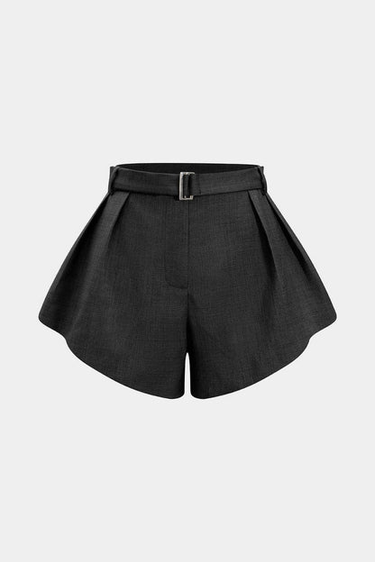 Solid Wide Leg Shorts - MISMIMCWBS2509300016-BLACK-XS