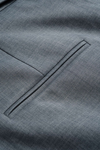 Solid Wide Leg Shorts - MISMIMCWBS2509300016-GRAY MELANGE-XS