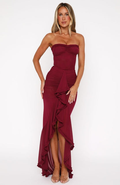 Still Got It Mesh Maxi Dress Dark Burgundy - MISMIEXDAL1641-3-XXS