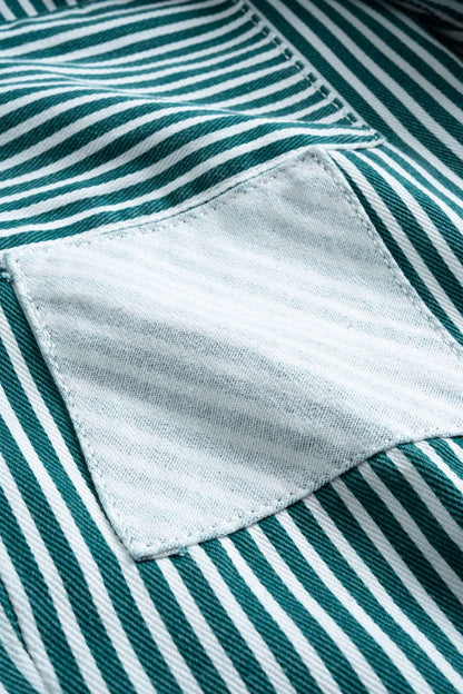 Stripe Print Pocket Drawstring Barrel Trousers - MISMIMCWBT2507030059-GREEN-XS