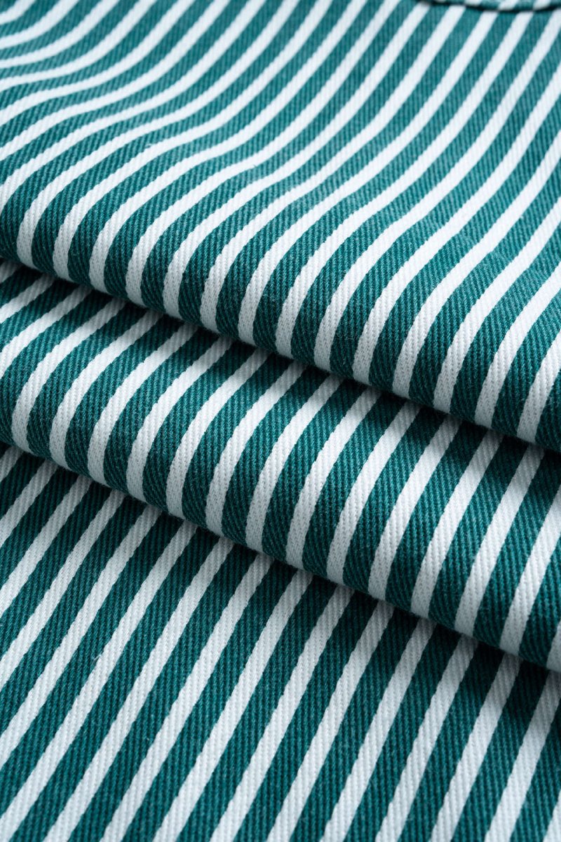 Stripe Print Pocket Drawstring Barrel Trousers - MISMIMCWBT2507030059-GREEN-XS