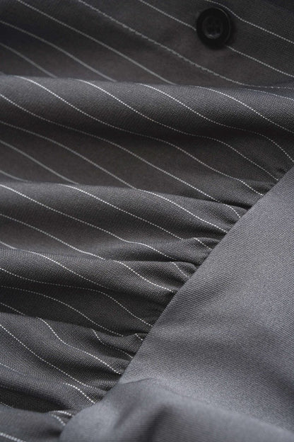 Stripes Print Button Long Sleeve Bodysuit - MISMIMCWTO2509190004-DARK GRAY-XS