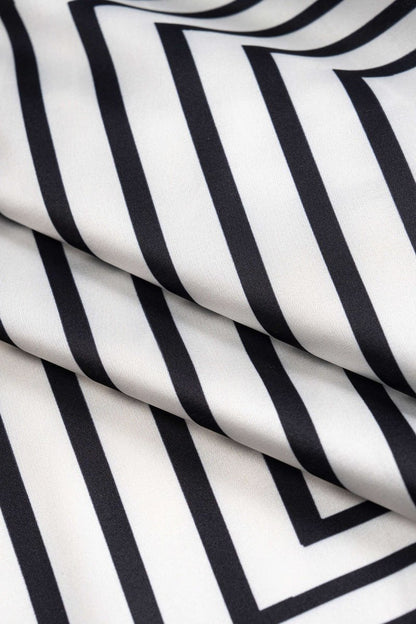 Stripes Print Satin Tie - Up Skirt - MISMIMCWBK2505300067-WHITE-XS