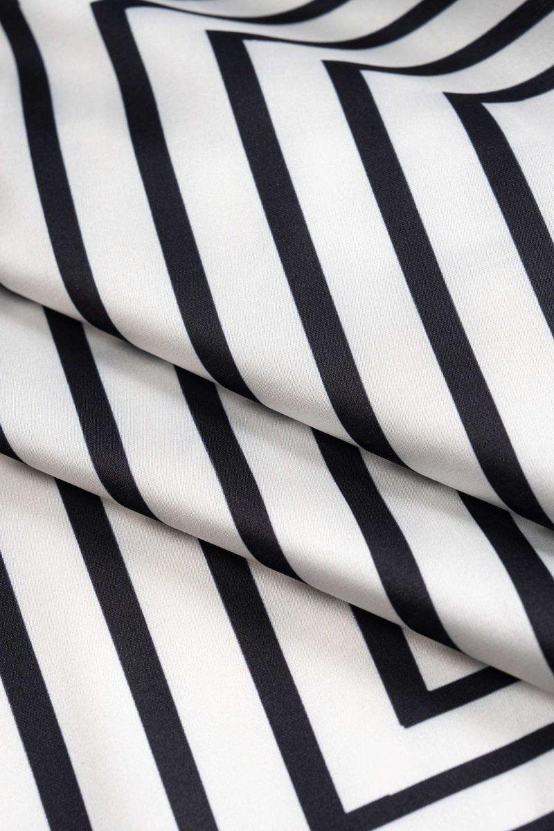 Stripes Print Satin Tie - Up Skirt - MISMIMCWBK2505300067-WHITE-XS