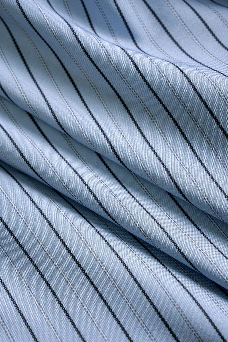 Stripes Print V - Neck Ruched Long - Sleeve Shirt - MISMIMCWTE2509050030-BLUE-XS