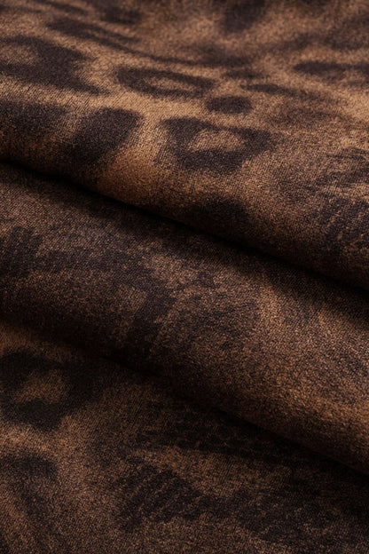 Suede Leopard Print Wide Leg Trousers - MISMIMCWBT2509120050-CHOCOLATE-XS