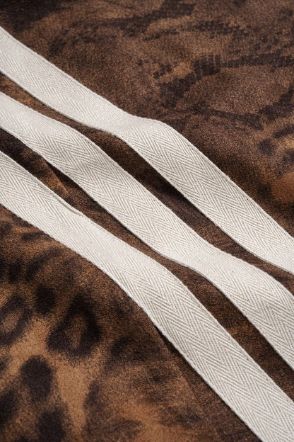 Suede Leopard Print Wide Leg Trousers - MISMIMCWBT2509120050-CHOCOLATE-XS