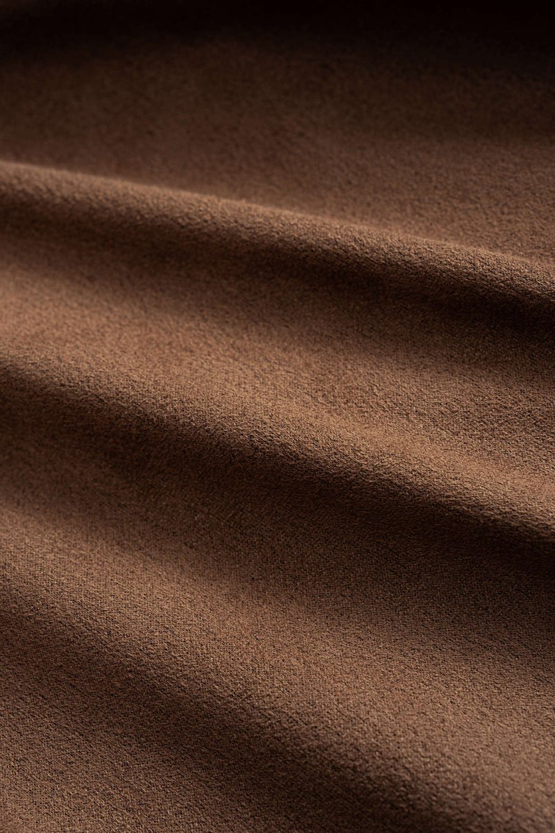 Suede Patchwork Notched Lapel Long - Sleeve Top - MISMIMCWOJ2509190040-BROWN-XS