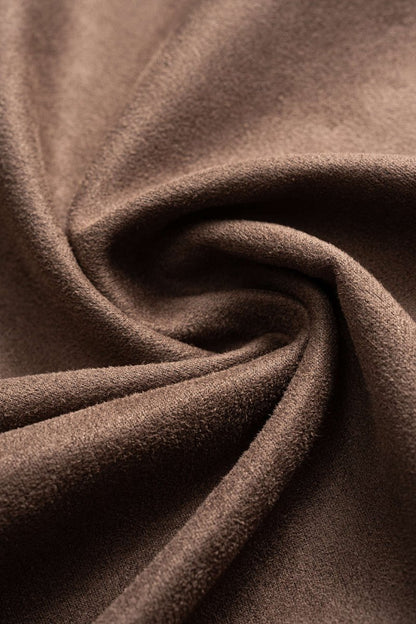 Suede Patchwork Plaid Print High Waist Skirt - MISMIMCWBK2509190038-BROWN-XS