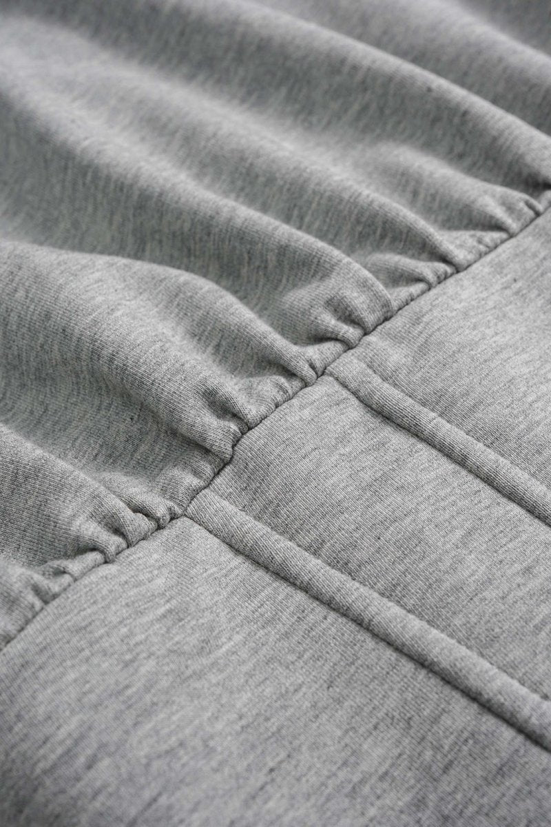 Tie - Back Asymmetrical Shoulder Corset Waist Sweatshirt - MISMIMCWTH2509220130-PEARL RIVER-XS