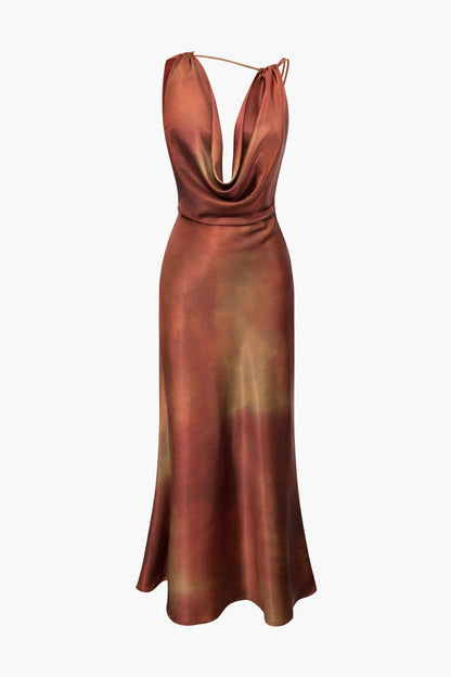 Tie Dye Asymmetric Cowl Neck Satin Maxi Dress - MISMIMCWDA2307150329-MULTICOLOR-XS