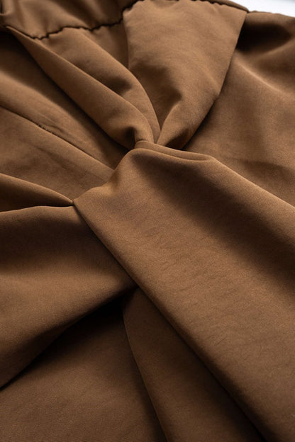 Tie - Front Button Short - Sleeve Shirt - MISMIMCWTV2510110139-BROWN-S