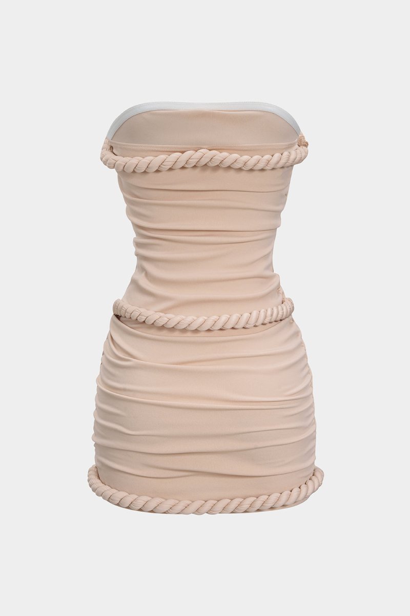 Twist Knot Strapless Sleeveless Mini Dress - MISMIMCWDC2505260109-DUSTY ROSE-XS