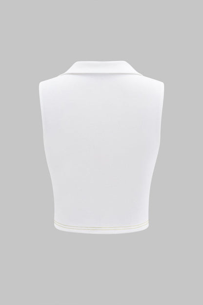 V - Neck Patchwork Tank Top - MISMIMCWTT2502270078-GREEN-XS